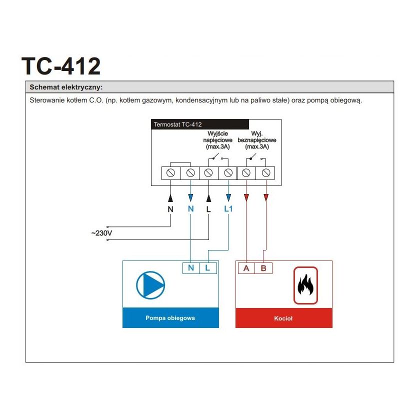 TC-412 - Natynkowy termostat pokojowy